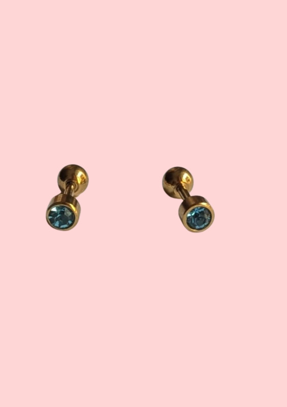 Sky Blue Birthstone earrings with Ball stoppers
